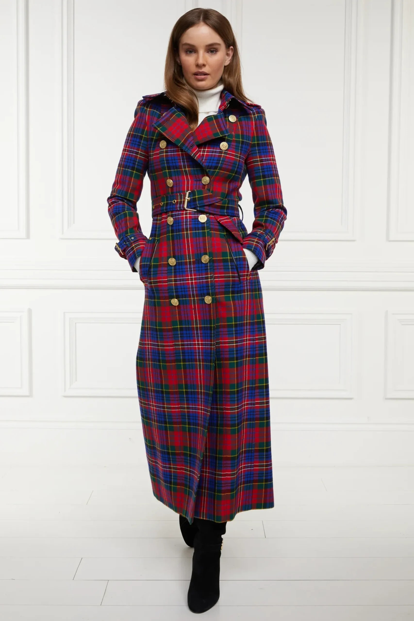 Holland Cooper Full Length Marlborough Trench Coat Macpherson Tartan