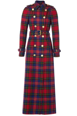 Holland Cooper Full Length Marlborough Trench Coat Macpherson Tartan