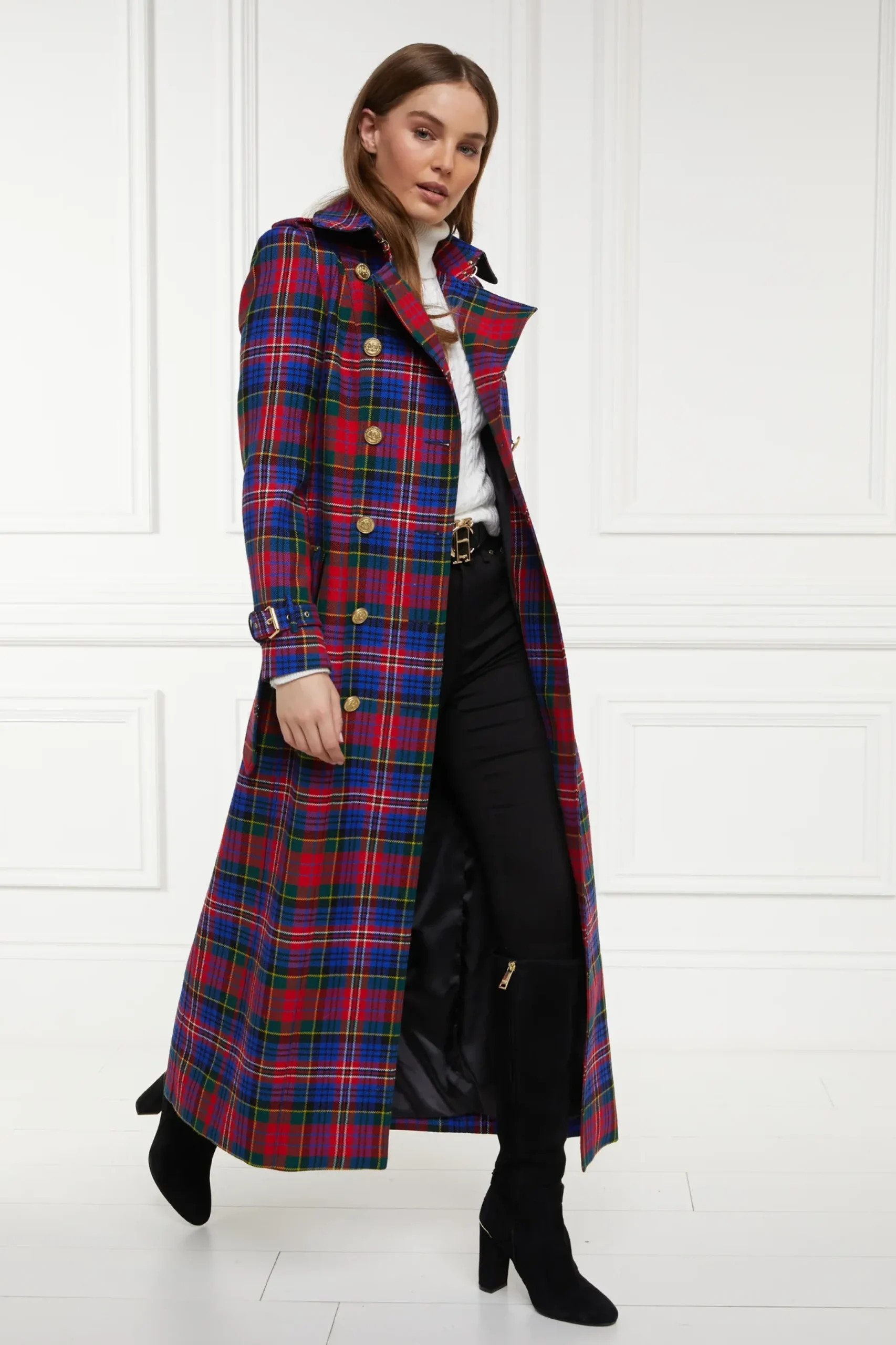 Holland Cooper Full Length Marlborough Trench Coat Macpherson Tartan