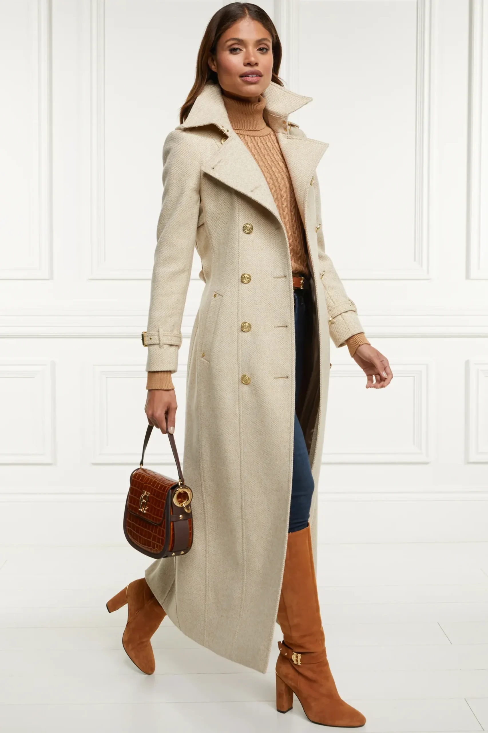 Holland Cooper Full Length Marlborough Trench Coat Biscuit Clearance