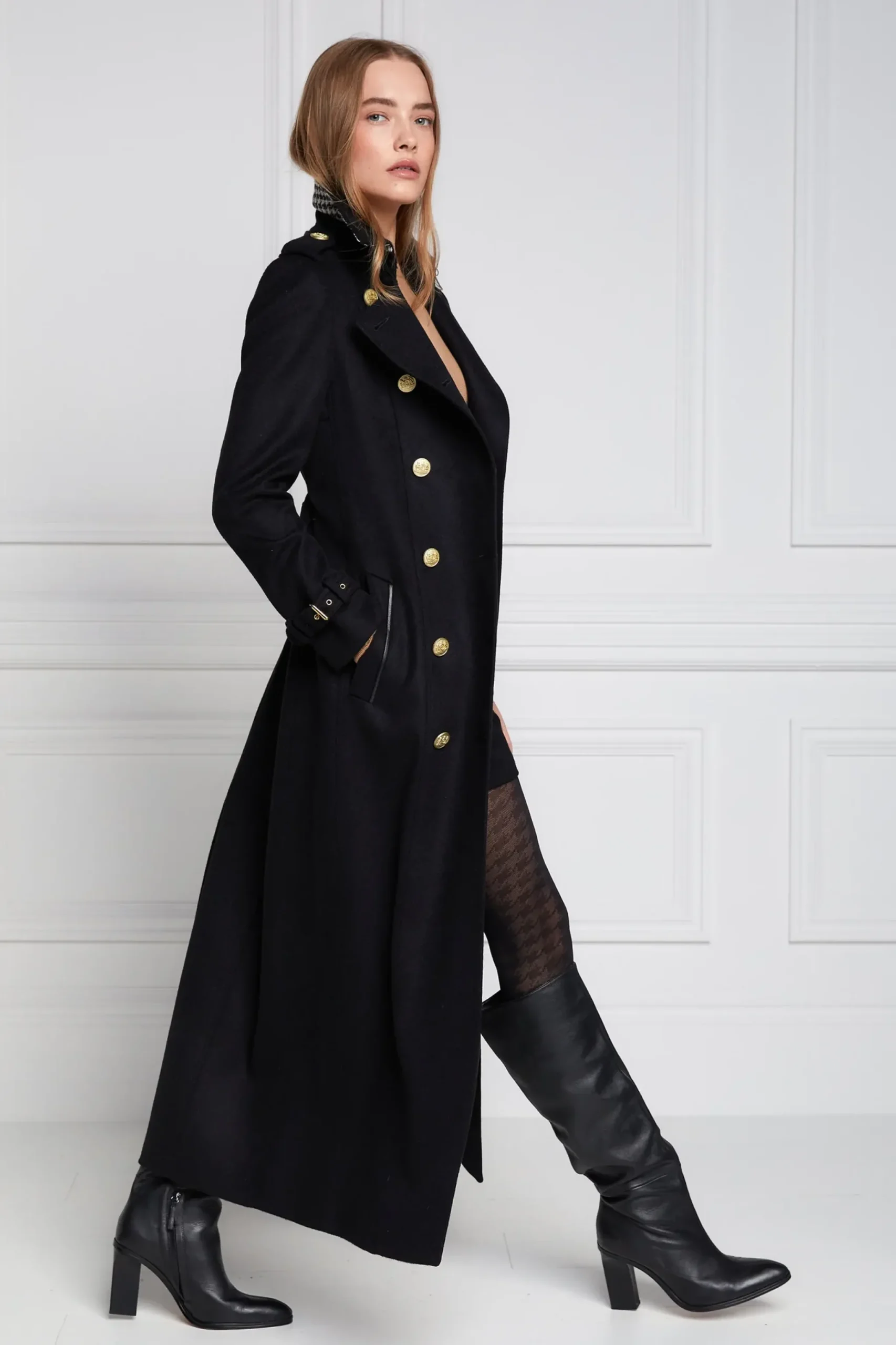 Holland Cooper Full Length Marlborough Trench Coat Soft Black New