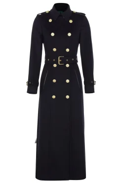 Holland Cooper Full Length Marlborough Trench Coat Soft Black New