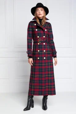 Holland Cooper Full Length Marlborough Trench Coat Logan Tartan Online
