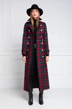 Holland Cooper Full Length Marlborough Trench Coat Logan Tartan Online