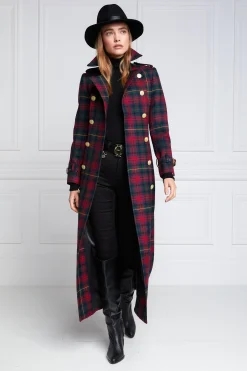 Holland Cooper Full Length Marlborough Trench Coat Logan Tartan Online