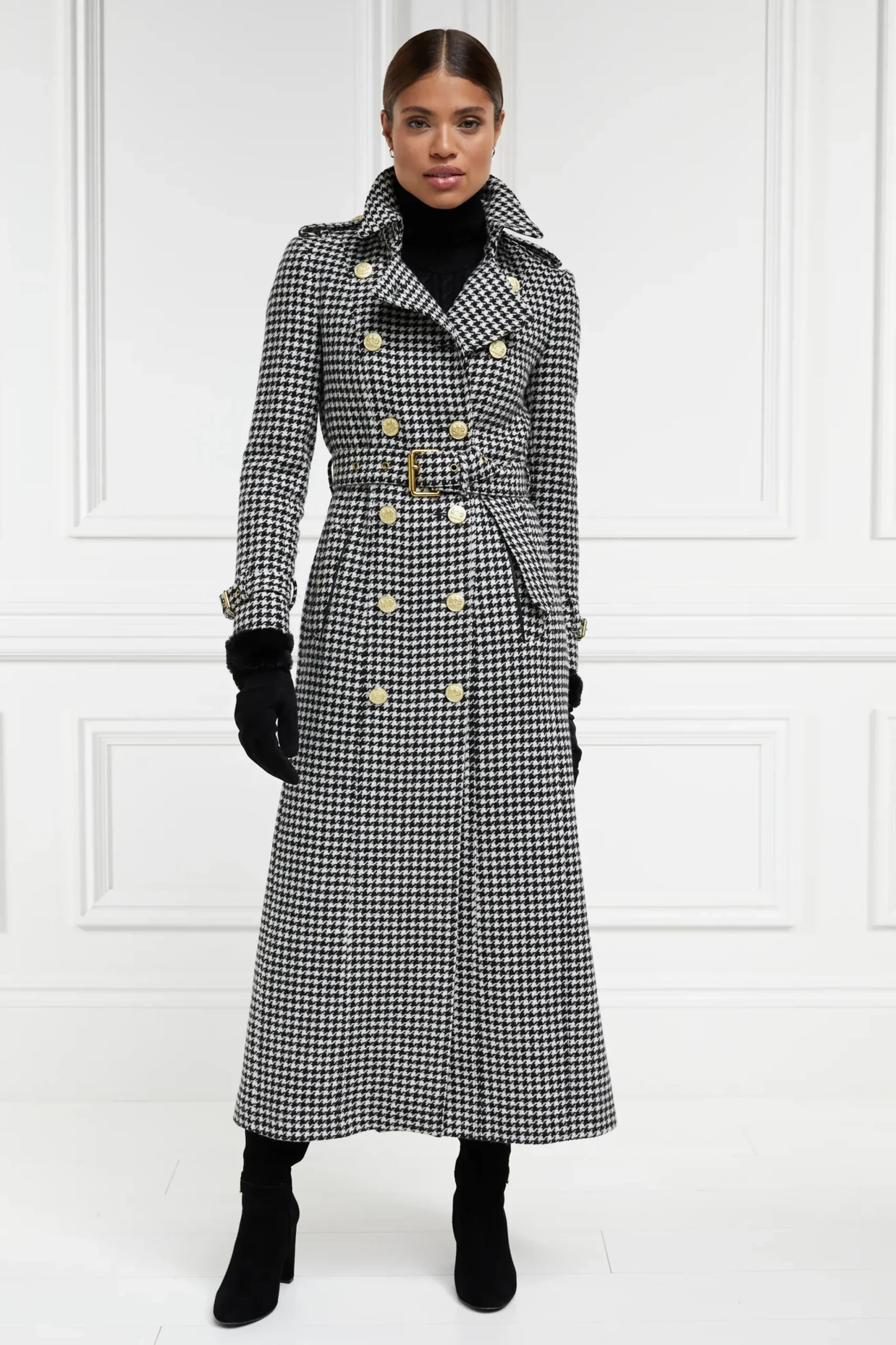 Holland Cooper Full Length Marlborough Trench Coat Houndstooth Sale