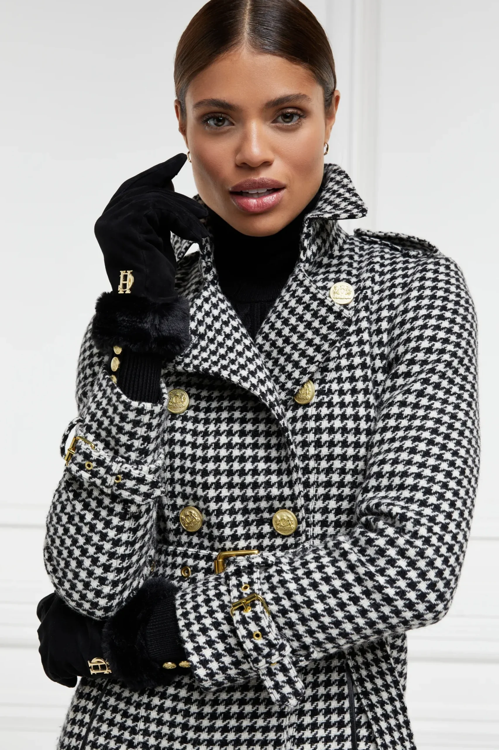 Holland Cooper Full Length Marlborough Trench Coat Houndstooth Sale