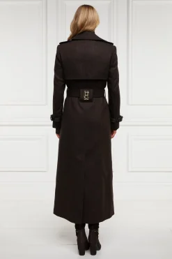 Holland Cooper Full Length Marlborough Trench Coat Chocolate Herringbone New