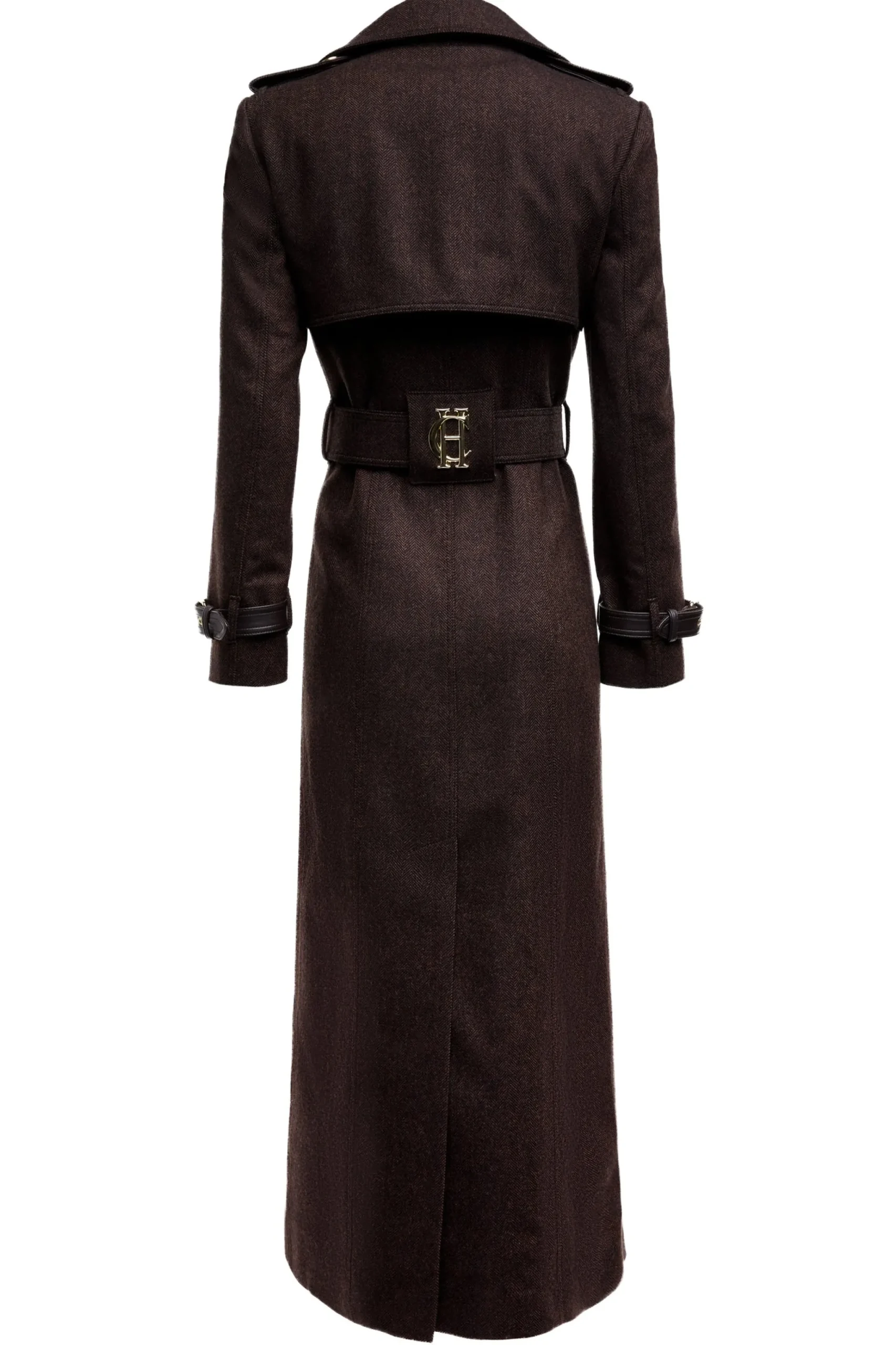 Holland Cooper Full Length Marlborough Trench Coat Chocolate Herringbone New