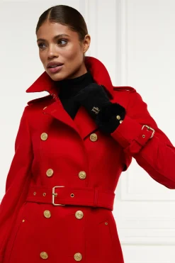 Holland Cooper Full Length Marlborough Trench Coat Red Barathea Outlet