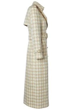 Holland Cooper Full Length Marlborough Trench Coat Camel Houndstooth Best