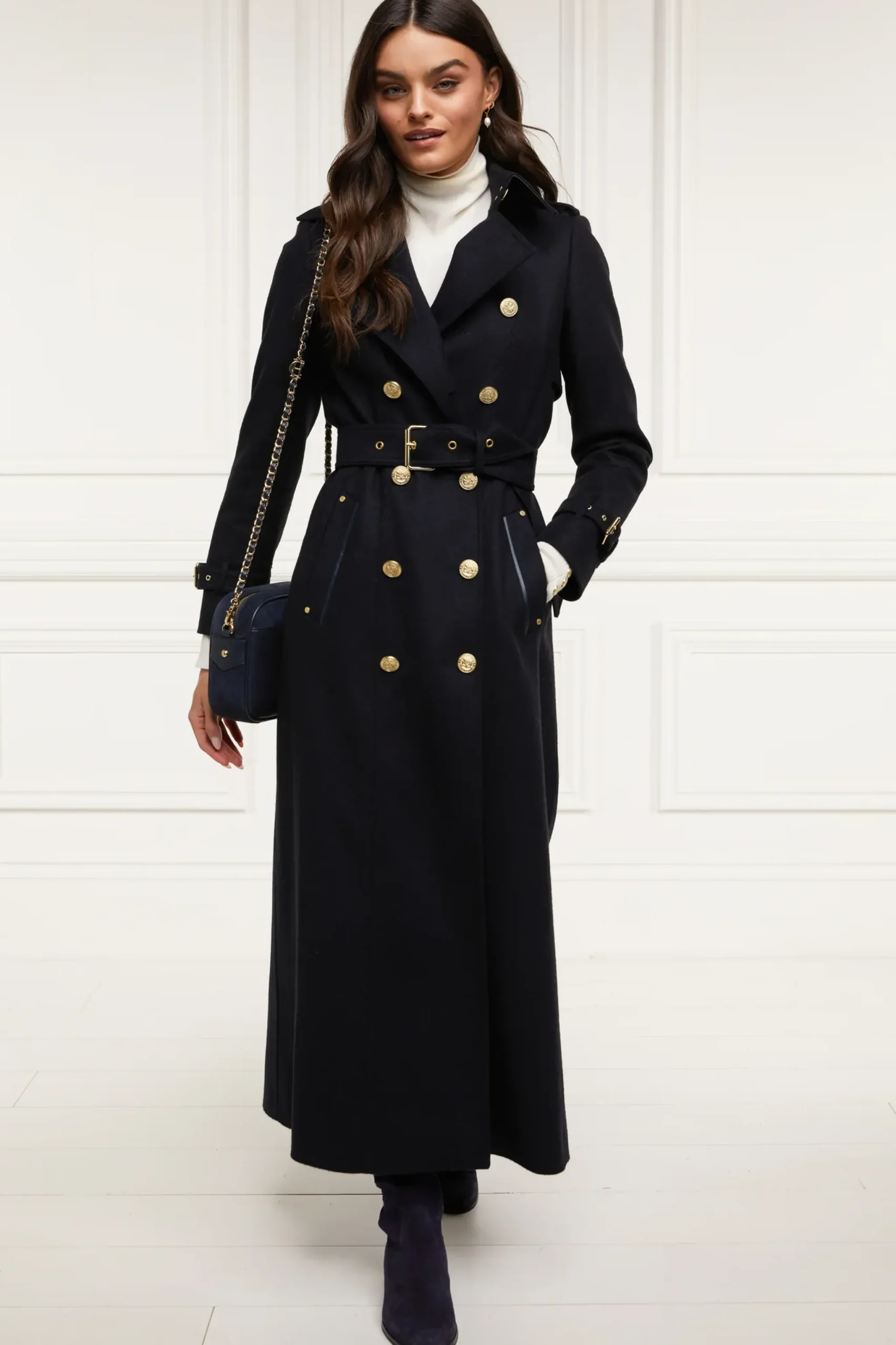 Holland Cooper Full Length Marlborough Trench Coat Soft Navy Hot
