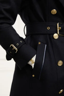 Holland Cooper Full Length Marlborough Trench Coat Soft Navy Hot