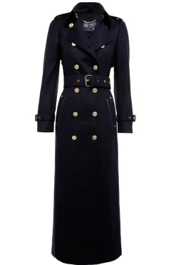 Holland Cooper Full Length Marlborough Trench Coat Soft Navy Hot