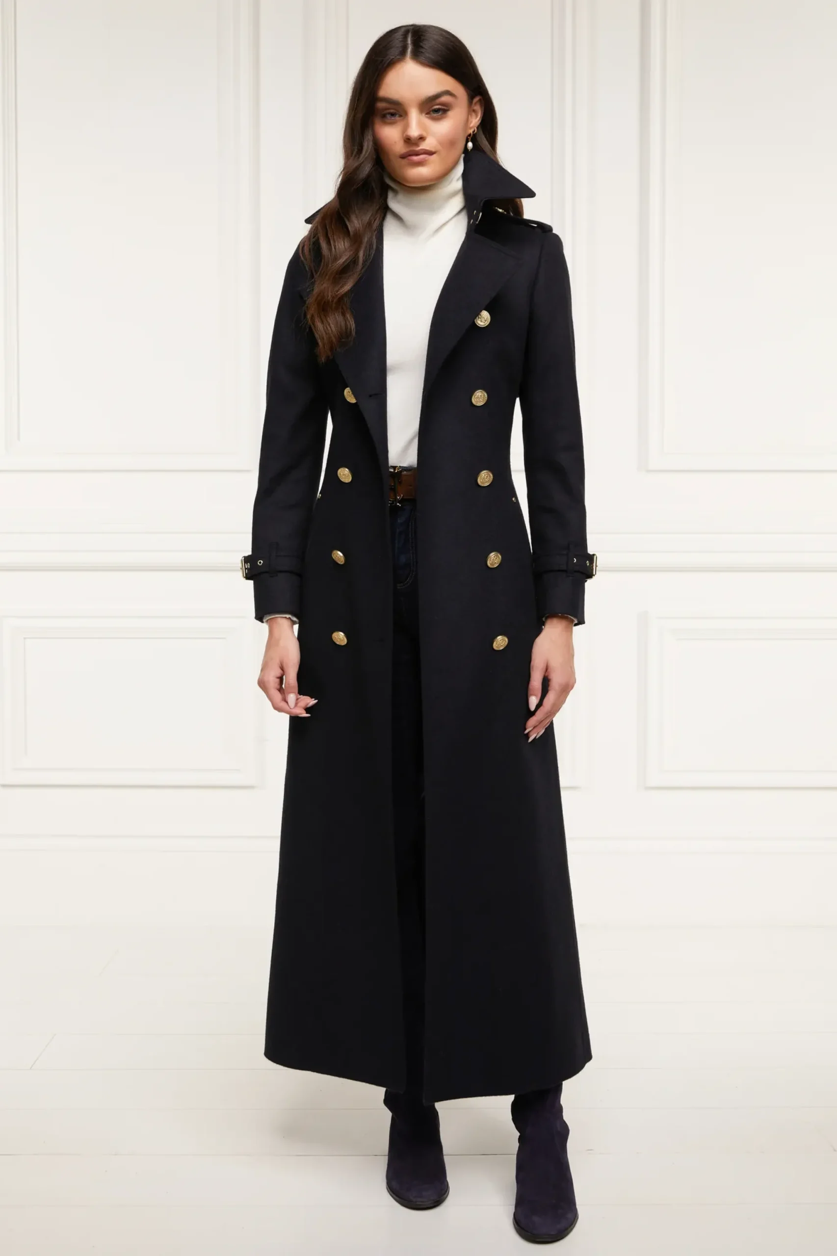 Holland Cooper Full Length Marlborough Trench Coat Soft Navy Hot