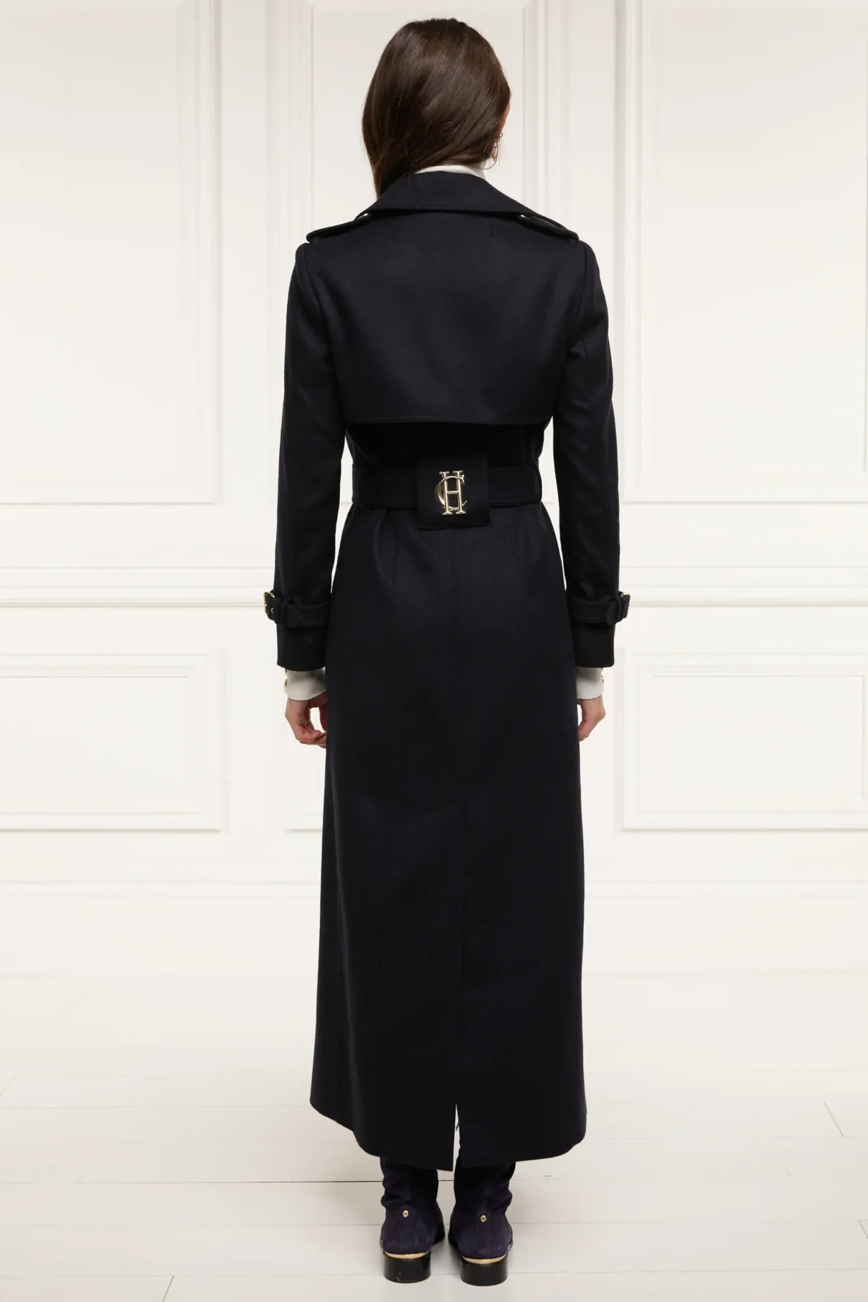 Holland Cooper Full Length Marlborough Trench Coat Soft Navy Hot
