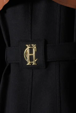Holland Cooper Full Length Marlborough Trench Coat Soft Black Tan Online