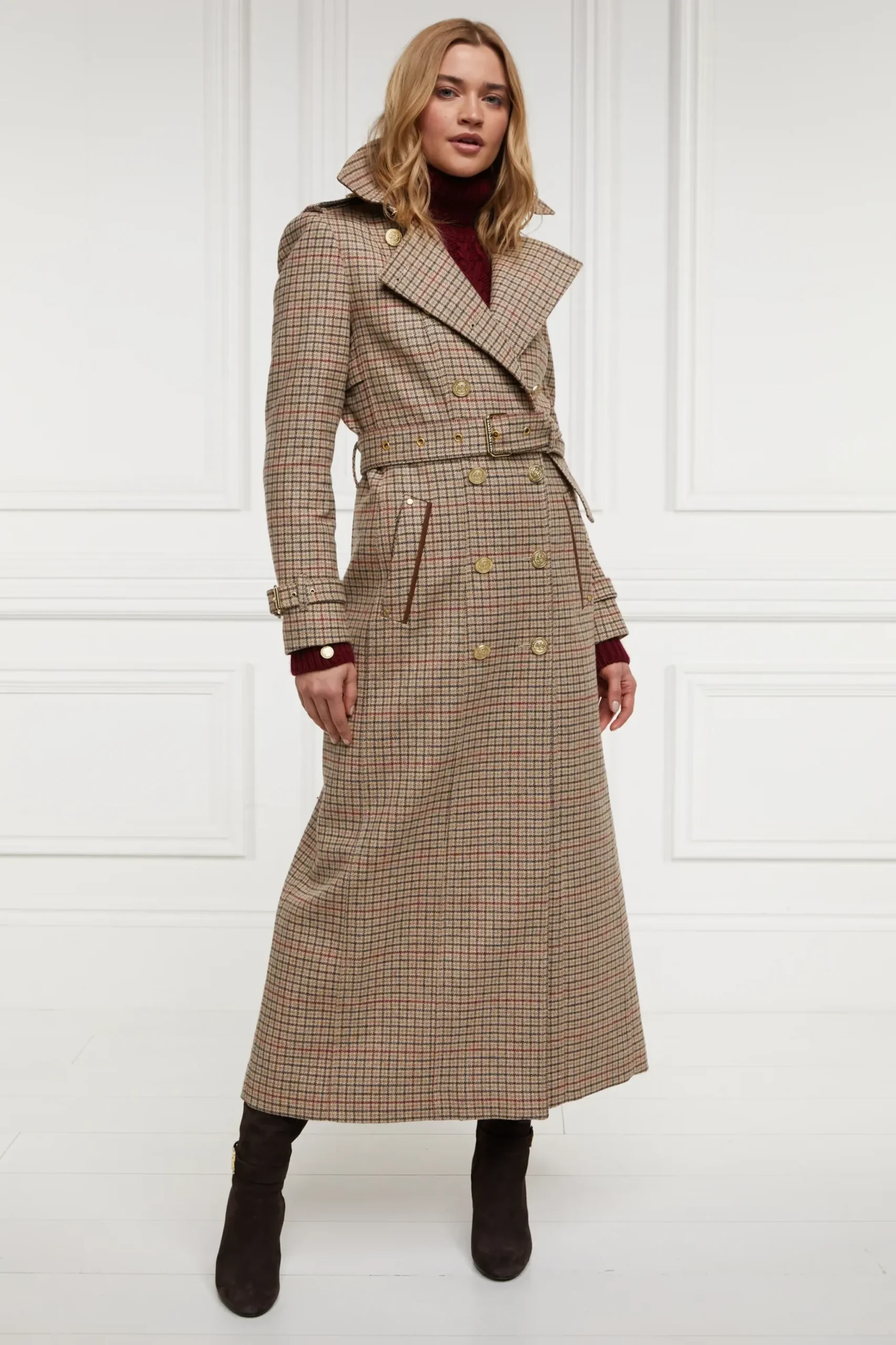 Holland Cooper Full Length Marlborough Trench Coat Charlton Tweed Best