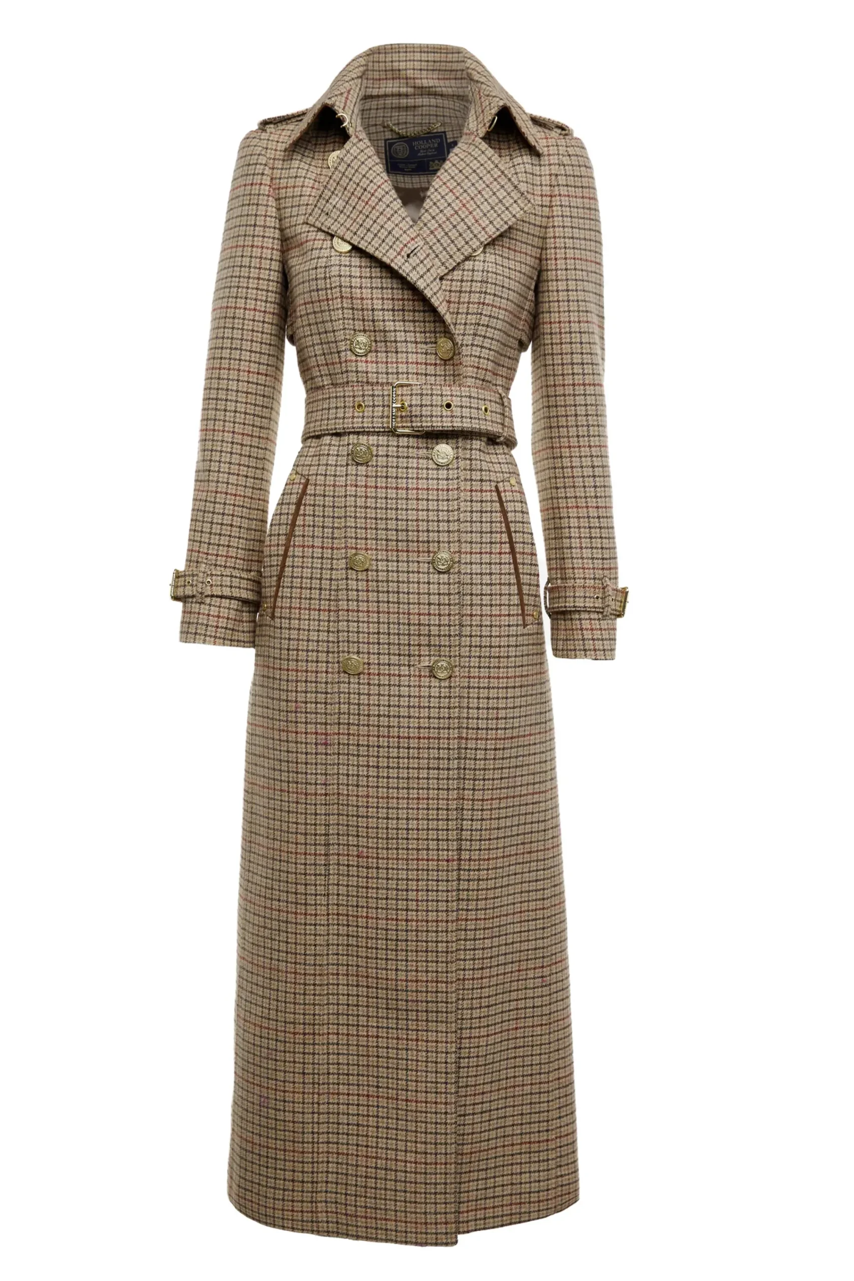 Holland Cooper Full Length Marlborough Trench Coat Charlton Tweed Best