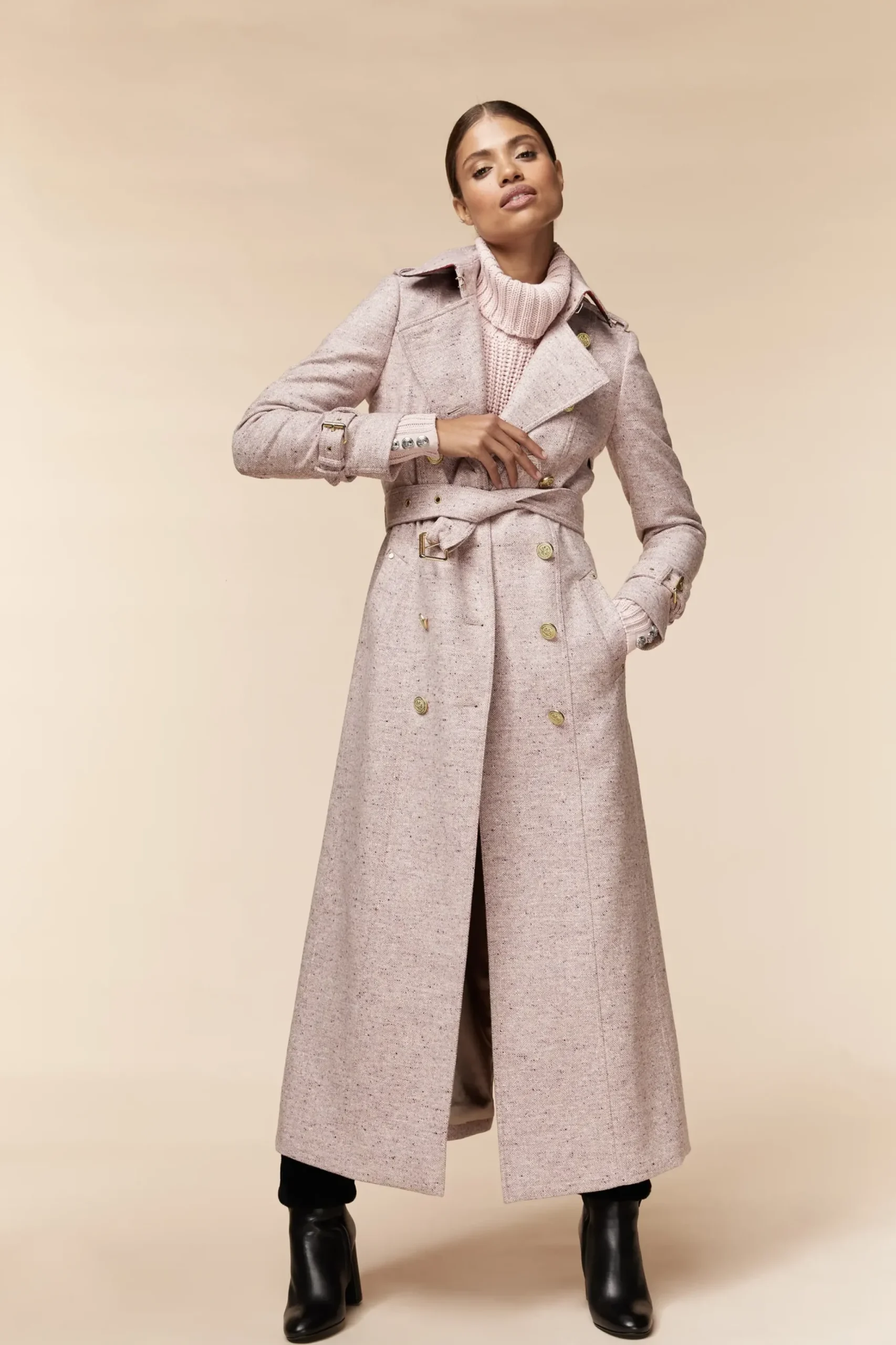 Holland Cooper Full Length Marlborough Trench Coat Anniversary Pink Discount