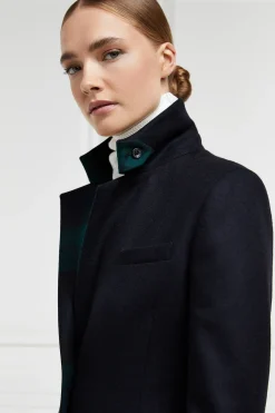 Holland Cooper Full Length Regency Coat Soft Navy Blackwatch Clearance