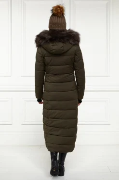 Holland Cooper Glacier Full Length Puffer Khaki New