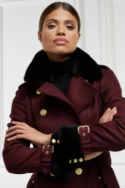 Holland Cooper Gold Label Trench Deep Red Houndstooth Online