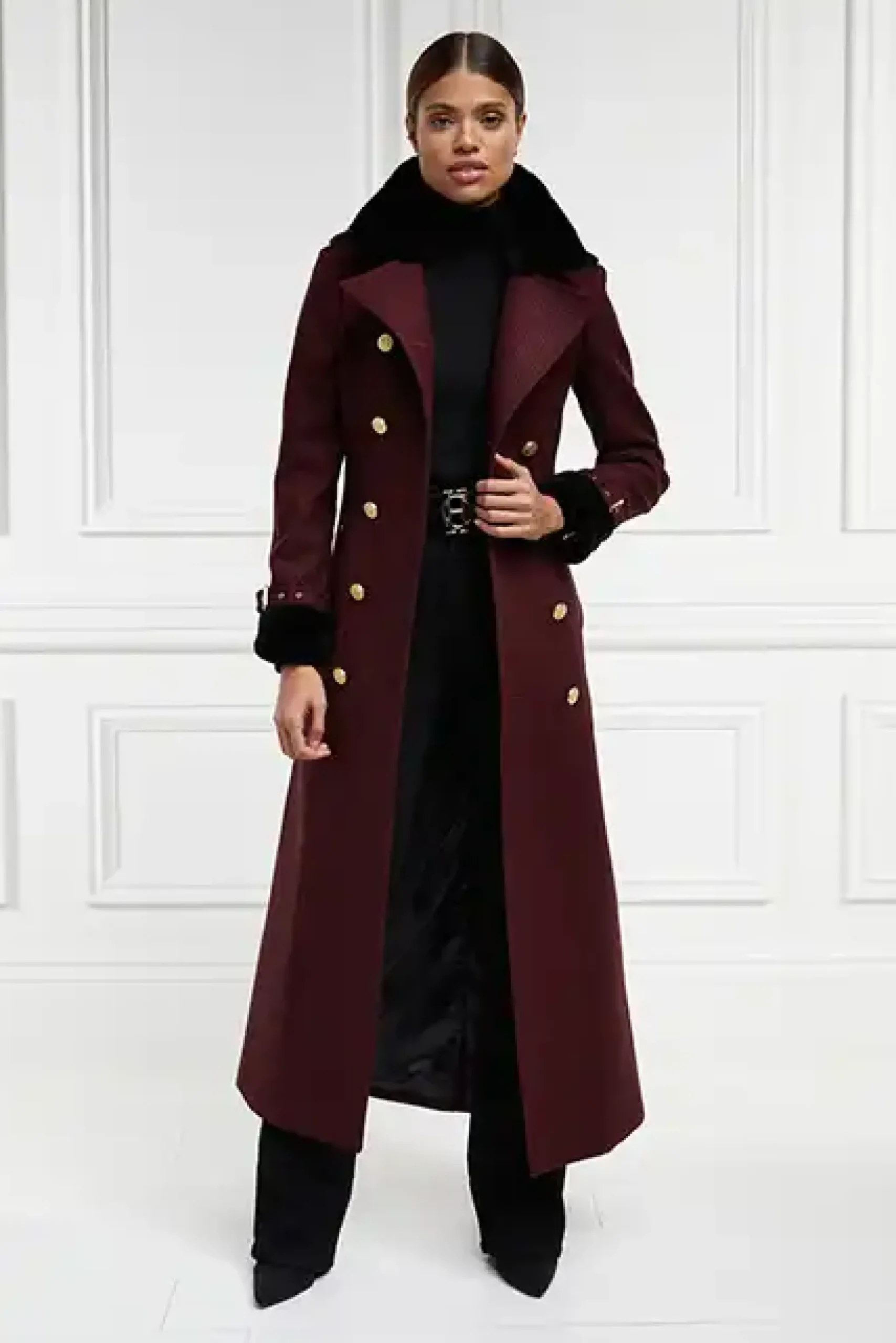 Holland Cooper Gold Label Trench Deep Red Houndstooth Online