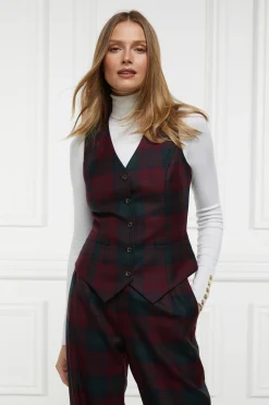 Holland Cooper Hampton Waistcoat Mulberry Tartan Online