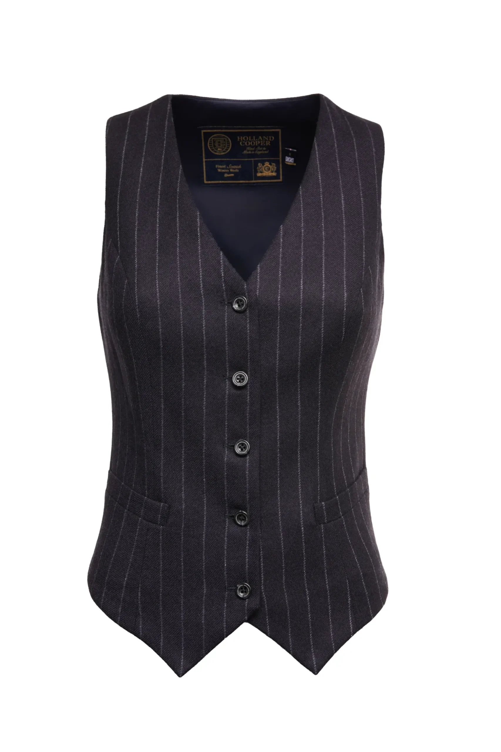 Holland Cooper Hampton Waistcoat Navy Chalk Pin Stripe Discount