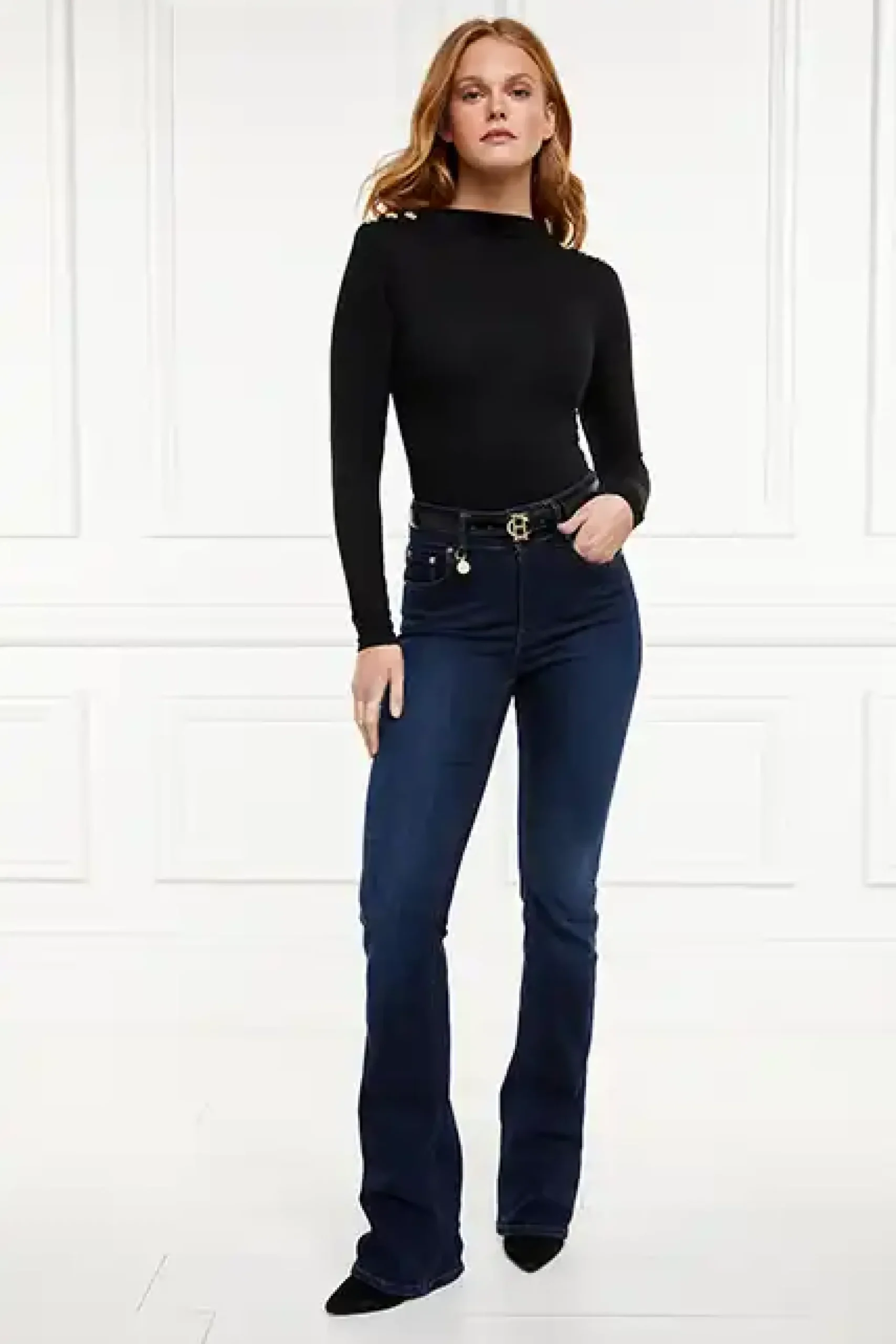 Holland Cooper Harper Long Sleeve Bodysuit Black New