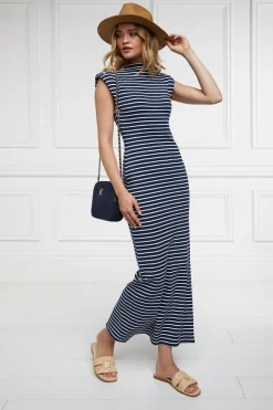 Holland Cooper Harper Maxi Dress Ink Navy Natural Stripe Sale