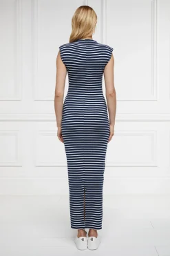Holland Cooper Harper Maxi Dress Ink Navy Natural Stripe Sale