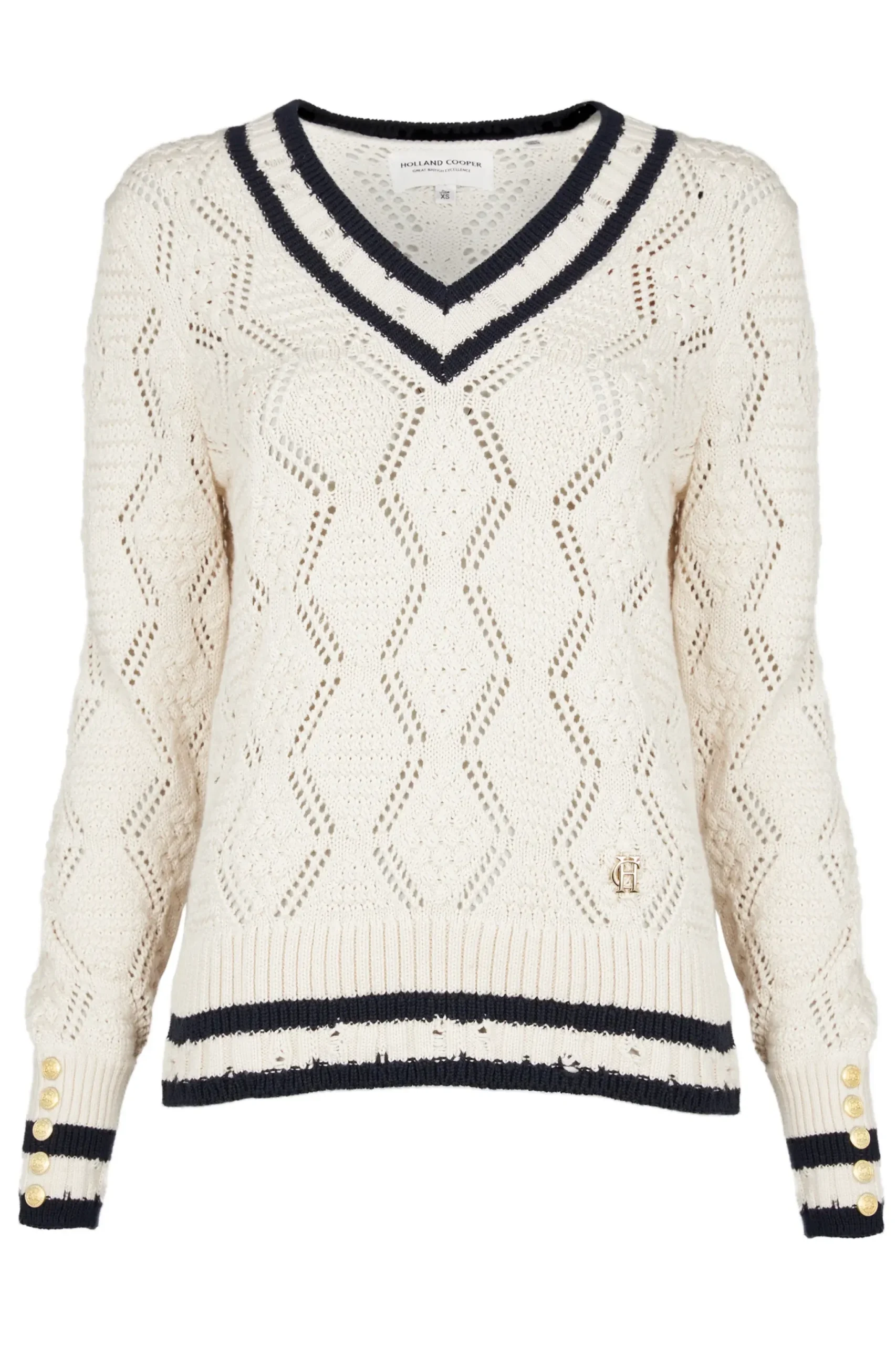 Holland Cooper Harvard V-Neck Knit Natural