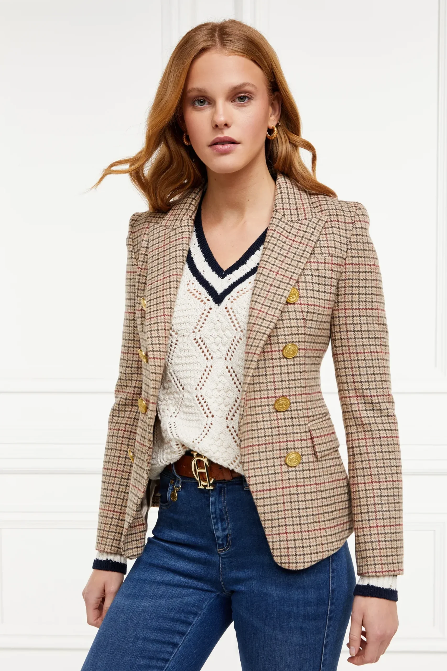 Holland Cooper Harvard V-Neck Knit Natural