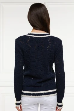 Holland Cooper Harvard V-Neck Knit Ink Navy Discount