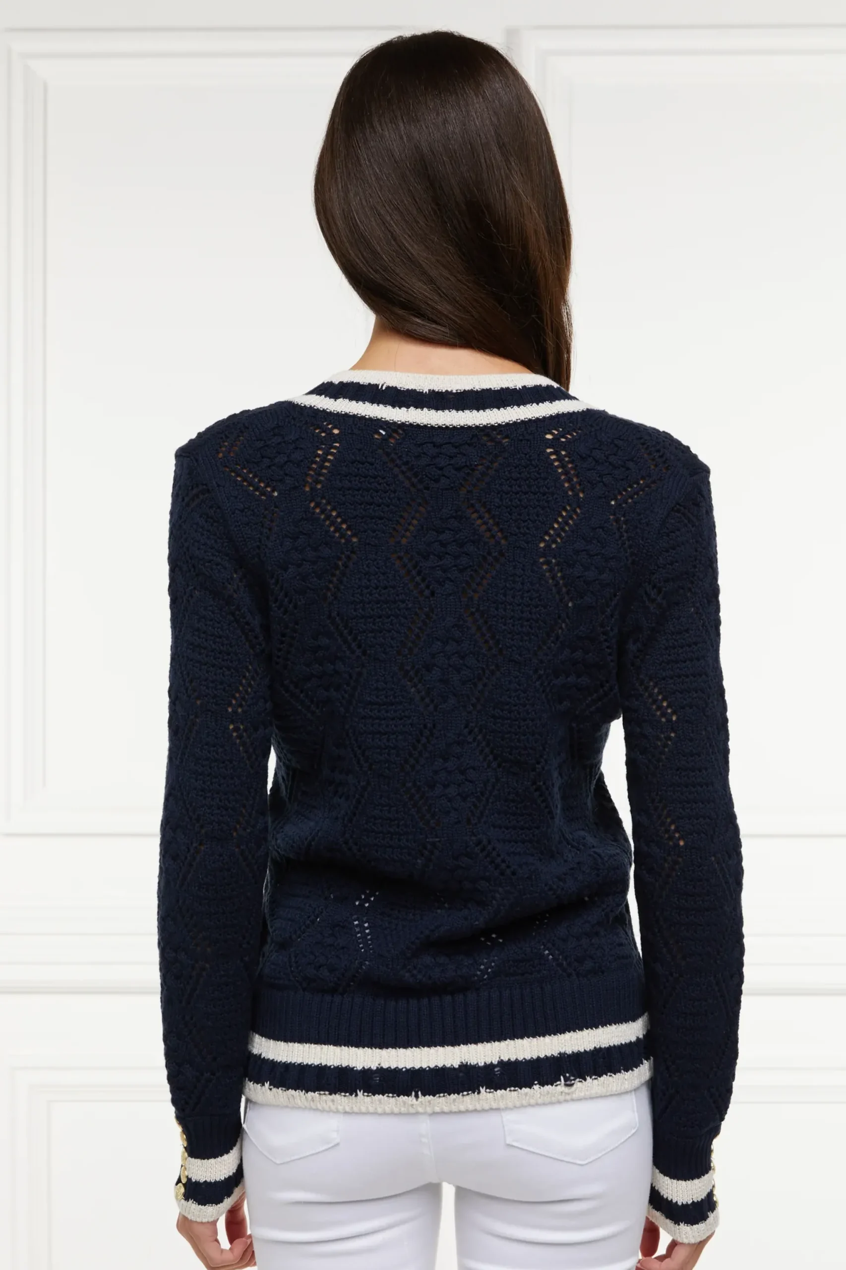 Holland Cooper Harvard V-Neck Knit Ink Navy Discount