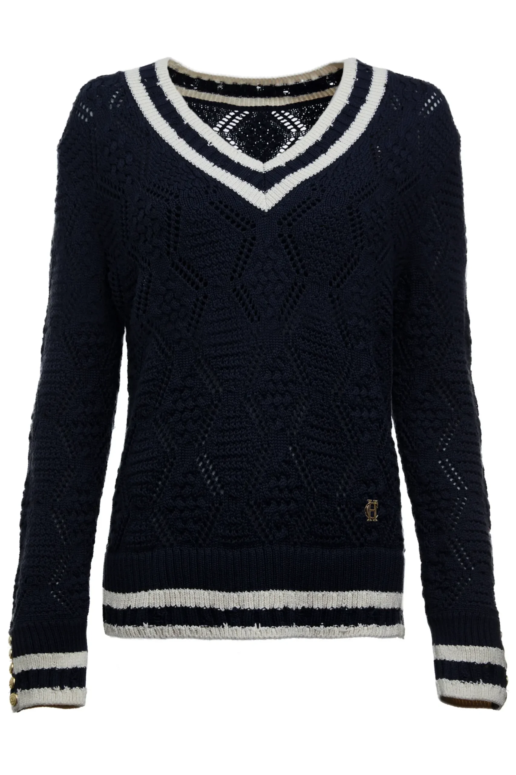 Holland Cooper Harvard V-Neck Knit Ink Navy Discount
