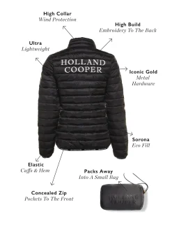 Holland Cooper Hawling Packable Jacket Black New