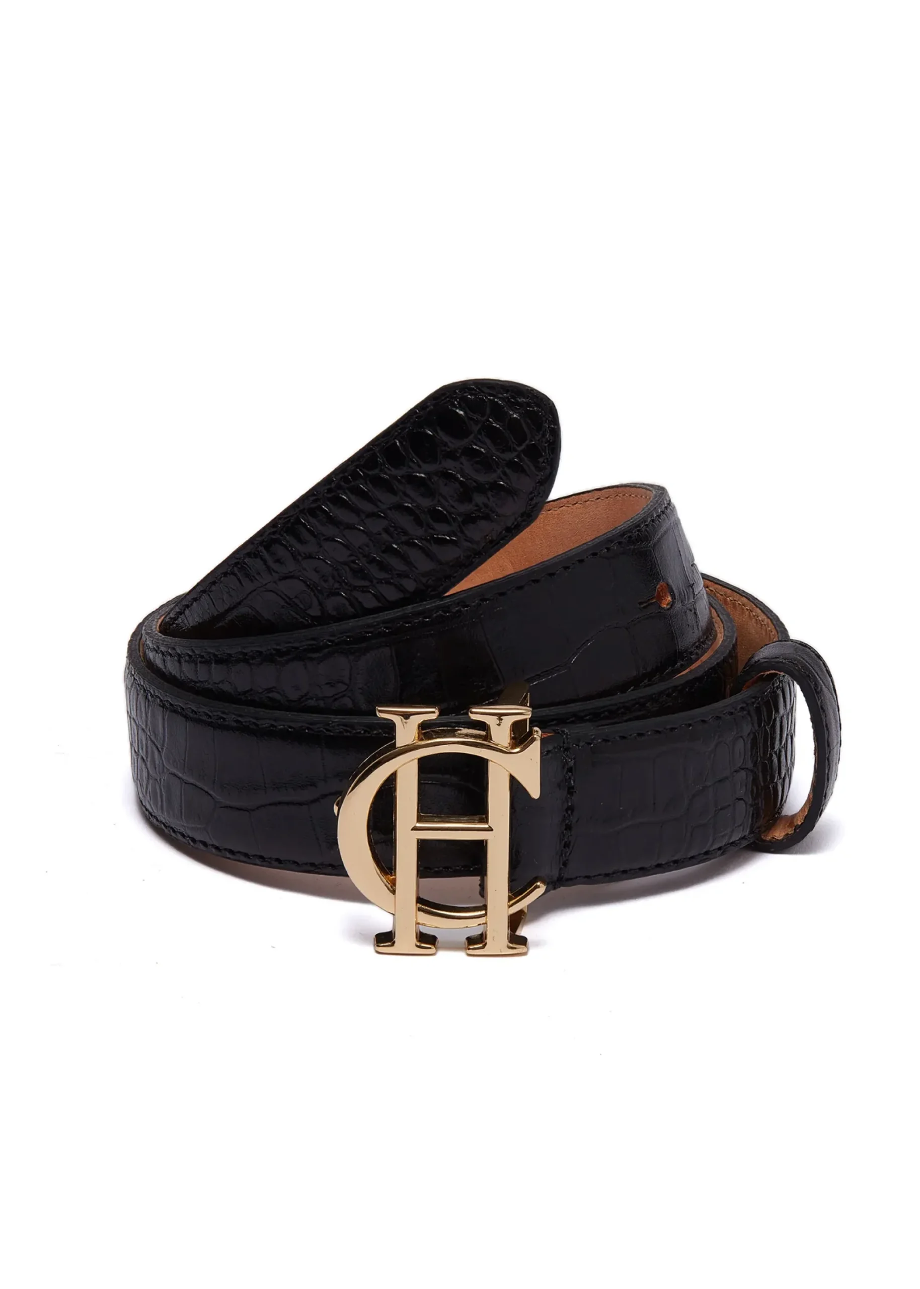 Holland Cooper HC Classic Slim Belt Black Croc Hot