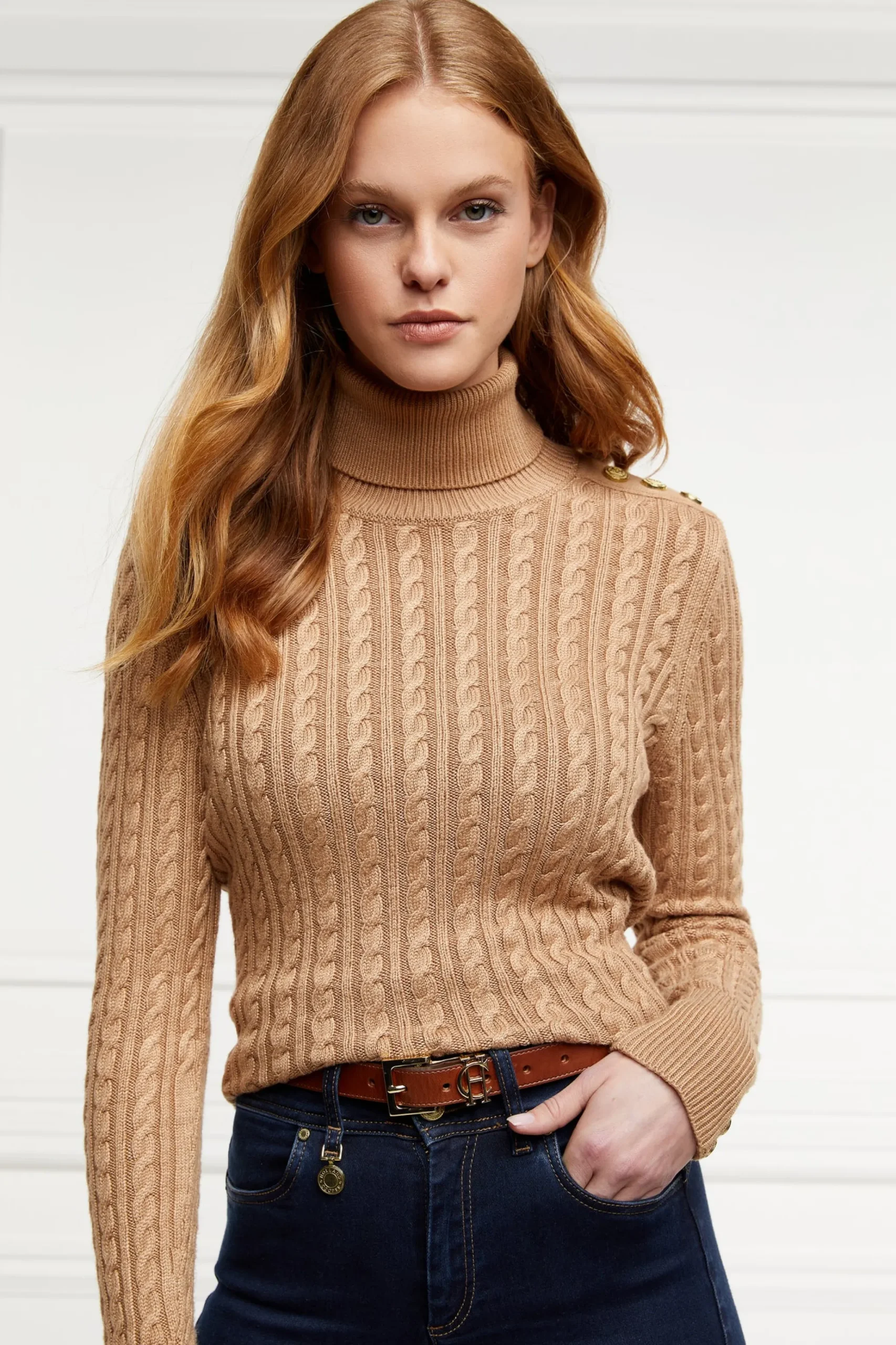 Holland Cooper HC Slim Logo Belt Tan Hot
