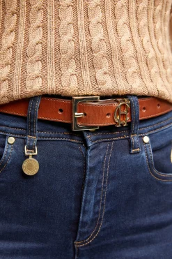 Holland Cooper HC Slim Logo Belt Tan Hot