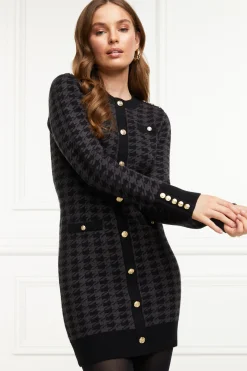 Holland Cooper Hepburn Mini Dress Grey Houndstooth Hot