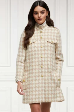 Holland Cooper Highbury Cape Coat Camel Houndstooth Clearance