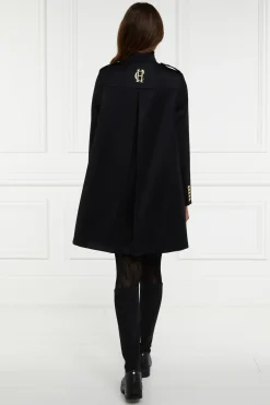 Holland Cooper Highbury Cape Coat Black Twill Outlet