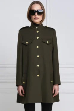 Holland Cooper Highbury Cape Coat Khaki Barathea Discount
