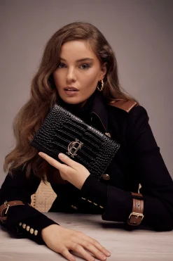 Holland Cooper Highbury Clutch Bag Black Gold Discount