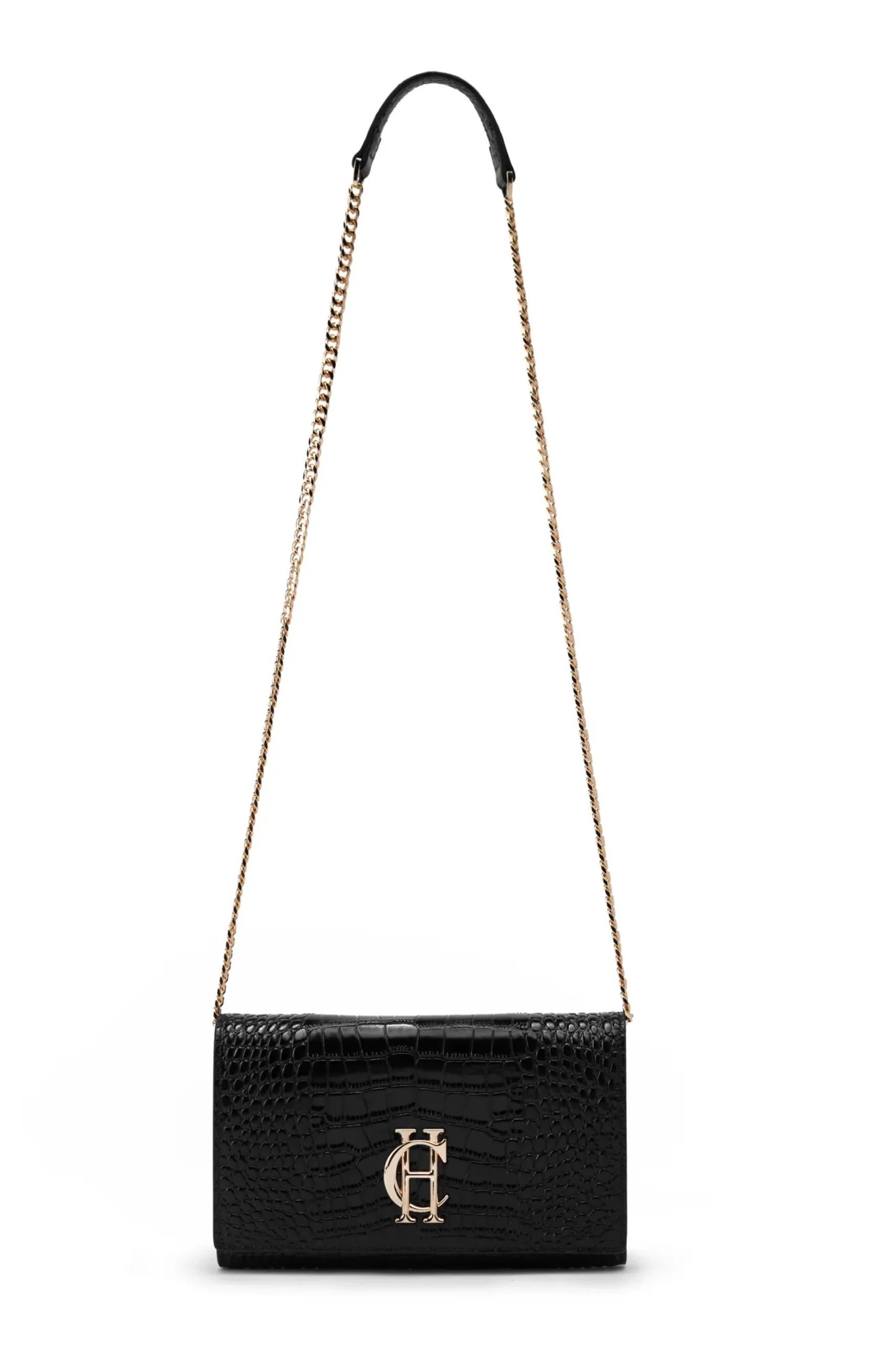 Holland Cooper Highbury Clutch Bag Black Gold Discount