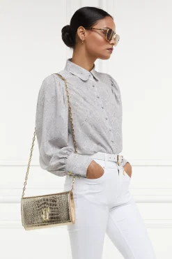 Holland Cooper Highbury Clutch Bag Gold Croc Clearance