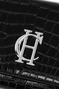 Holland Cooper Highbury Clutch Bag Black Silver Clearance